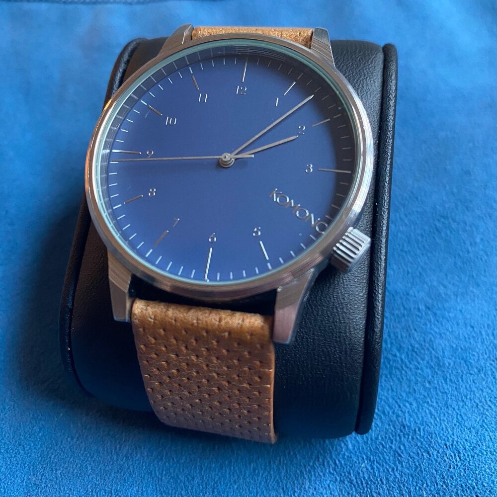 Komono "The Winston" Watch Silver Blue & Cognac